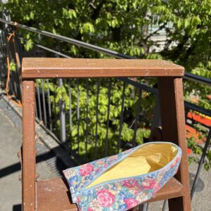 Pam-Tasche: Blümchen (blauer Reißverschluss)